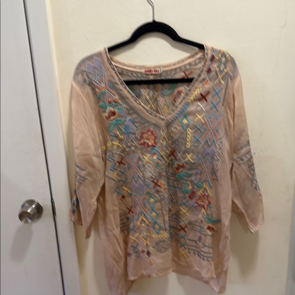 Johnny Was Multicolor Embroidered Blouse